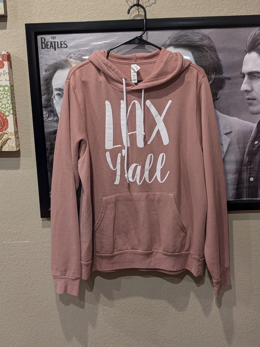 Very Soft Bella Canvas Dusty Rose LAX Y'all Pullover Hoodie Lacrosse Graphic